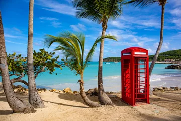 Foto op Canvas Telephone booth on the beach in Antigua, Antigua & Barbuda © evenfh
