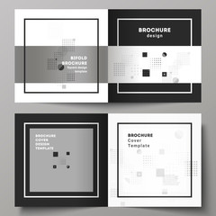 Fototapeta na wymiar The vector illustration of the editable layout of two covers templates for square design bifold brochure, magazine, flyer, booklet. Abstract vector background with fluid geometric shapes.
