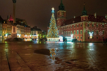 Choinka starówka Warszawa Christmast tree oldtown Warsaw zamek krówlewski