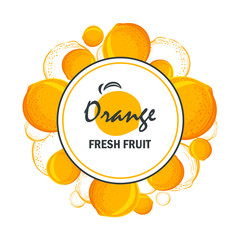 Orange frame, illustration isolated on white background, line art decorative lime frame for design cosmetic, natural medicine, herbal tea, food menu