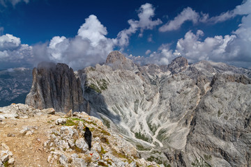 Fototapeta na wymiar Dolomiti - Overview of Catinaccio group from Roda di Vael peak, Trentino, Italy