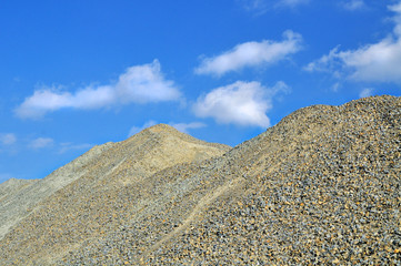 Mining material excructed gravel on pile