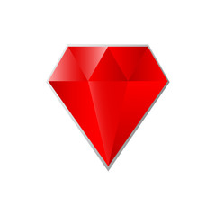 Magnificent design of a large red diamond on a white background