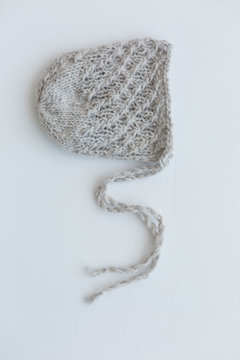 knitted cap. hat for a newborn. hat gray. baby hat. cap