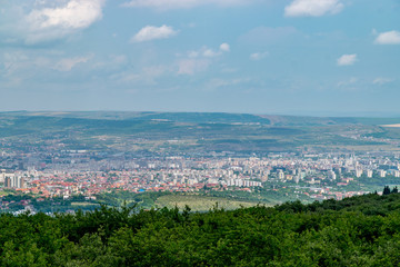 Overview of Cluj-Napoca city viewed from Feleac Hill in Cluj-Napoca, Romania