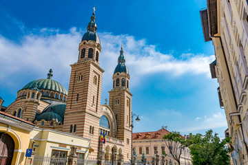 Fototapeta na wymiar Sibiu, Romania - Holy Trinity Cathedral on a sunny summer day in Sibiu, Romania