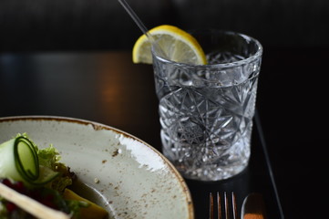 Glass of water with lemon