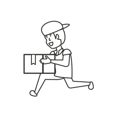 delivery worker with box lifting