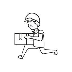 delivery worker with box lifting