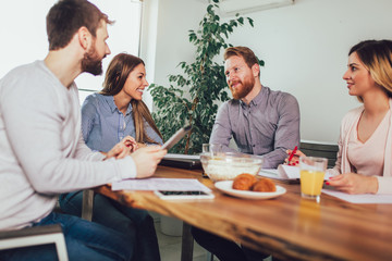 Group of students study at home. Learning and preparing for university exam.