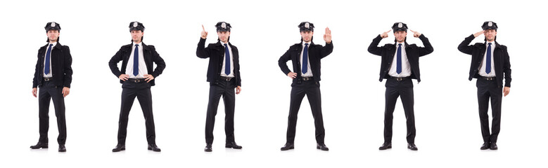 Police officer isolated on white