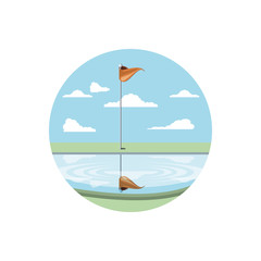circular frame with field golf