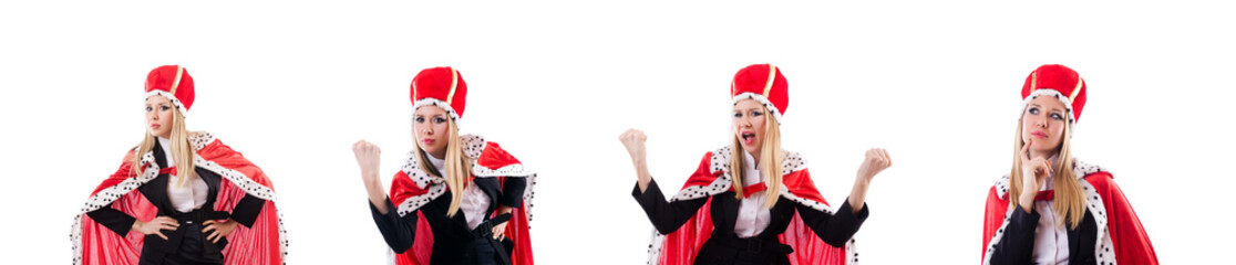 Businesswoman in royal suit isolated on white