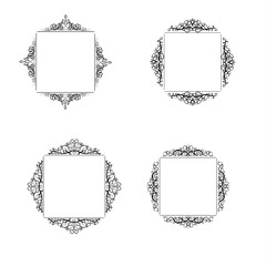 Vintage vector swirl frame set