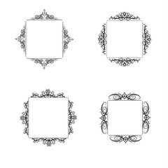 Vintage vector swirl frame set