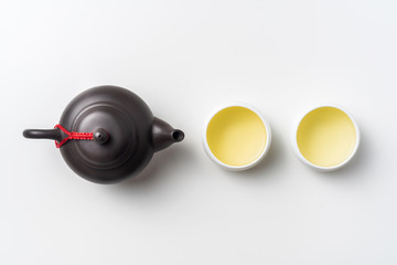 fresh taiwan oolong tea and teapot