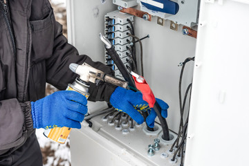 The process of applying a heat shrink
