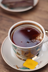 a cup of tea on a table