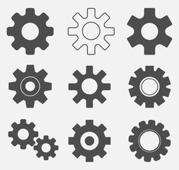 Settings vector icon set. Gear icon set.Cogwheel gear mechanism vector. Tools, Cog, Gear Sign Isolated on white background