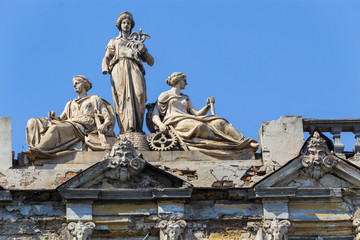 Elements of stucco and decor of ancient buildings