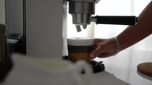 Coffee Machine Pouring Espresso In Cup