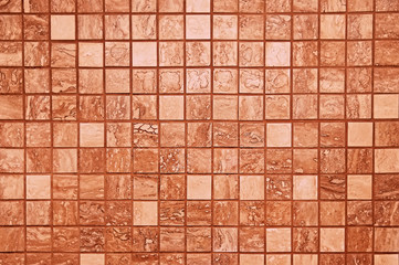Old red mosaic wall background