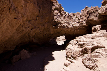Passage through a rock in Valle de la Luna / Atacama