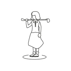 golfer woman with stick golf