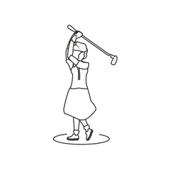 golfer woman with stick golf