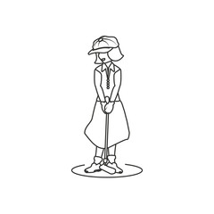 golfer woman with stick golf