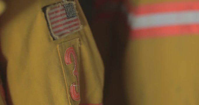 American flag patch on a firefighting coat