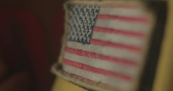 American flag patch on a firefighting coat