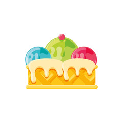 balls of ice cream in waffle