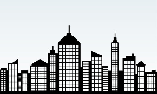 city skyline silhouette with window vector illustration © Rapit