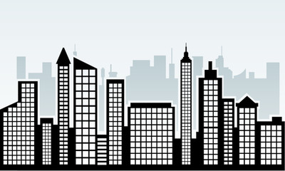 Obraz premium city skyline silhouette with window vector illustration