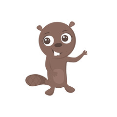 Cute cartoon beaver. Vector illustration.