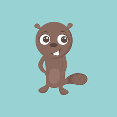 Cute cartoon beaver. Vector illustration