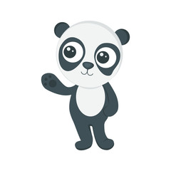 Cute little panda bear baby isolated on white background. Vector illustration