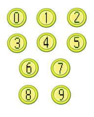 Yellow and Green Number Buttons