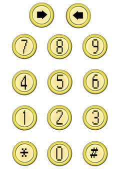 Yellow Number Buttons With Symbols