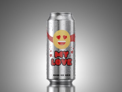Metal Aluminum Beverage Drink Can With Water droplets for valentine day