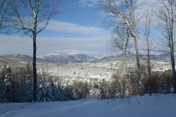 Overlooking Stowe village with Mt. Mansfield in the background, Stowe, Vermont, USA