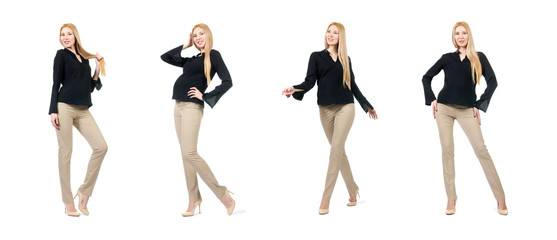 Beautiful pregnant woman isolated on white