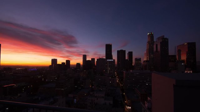 Los Angeles Skyline Day To Night Dolly Timelapse 4k