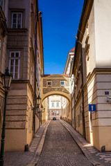 Bridge at Thunovsky palace located on Malostranske namesti in Prague