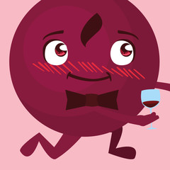 gentleman emoticon with bowtie and wine cup