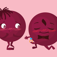 happy couple with engagement ring emoticons