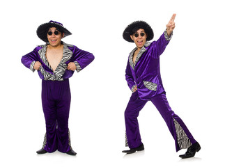 Funny man wearing sombrero and glasses 