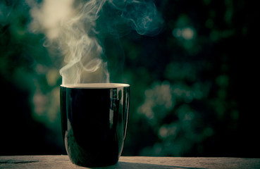 Coffee cup with smoke.