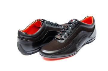 Black sporty shoes isolated on white background